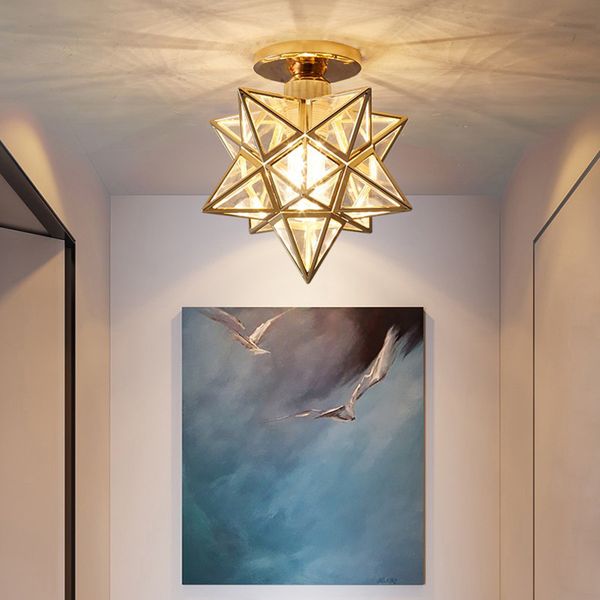 

nordic pentagram corridor aisle ceiling light modern golden entrance balcony cloakroom star lighting dining room kitchen lamp decorate