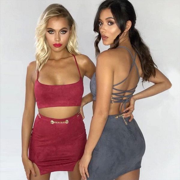 

selling women 2 piece clothes sets summer bandage crop high waist shorts 2pcs club wear clothes, Gray