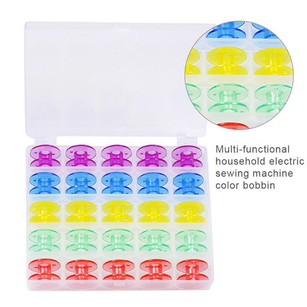 

sewing notions & tools empty bobbins spools box machine bobbin case crafts storage - include 25pcs transparent, Black