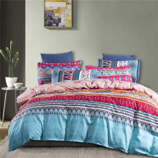 

bedding sets blue pink bohemia style modern elegant comforter set fashion king  twin size bed linen duvet cover pillowcase