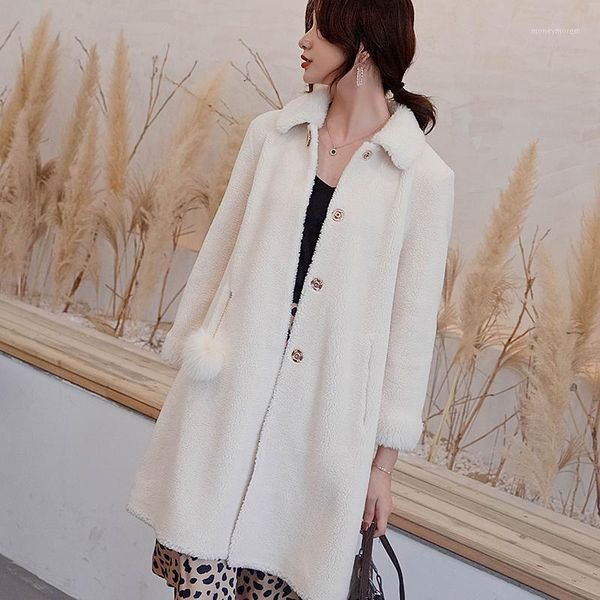 

women's wool & blends smpevrg women coats long style thicked coat jacket overcoat turn-down collar seven-quarter sleeve warm outwear1, Black