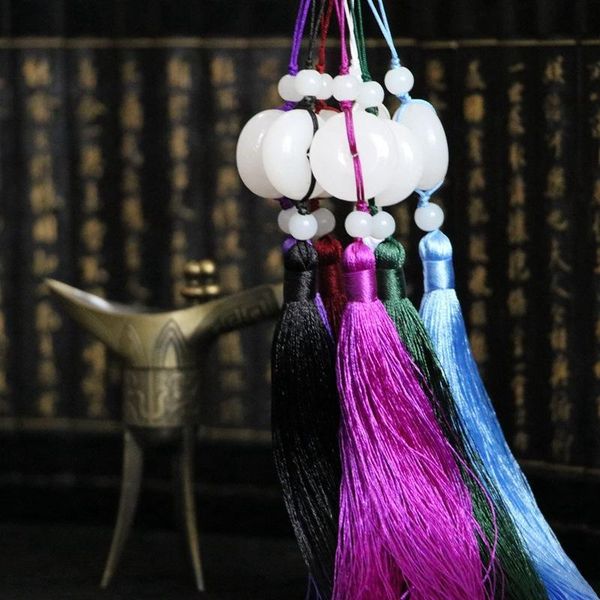 

1pc white jade peace buckle tassel fringe keychain caps straps diy jewelry making charms pendants craft accessories craft tassel h qylvqe