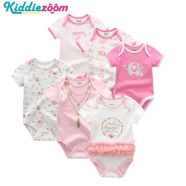 

6 pieces / 2019 baby rompers boys and girls clothes newborn cotton clothes rompers newborn short sleeve 0-12m t200706, Blue