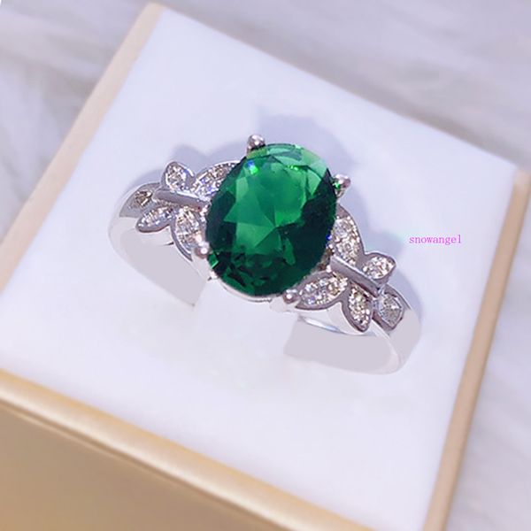 

popular ring creative butterfly emerald zircon silver plated women jewelry, Golden;silver