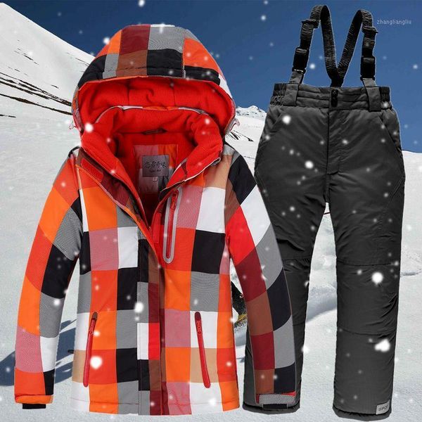 

skiing suits outdoor winter kids ski suit waterproof windproof children thick warm jacket boys girls snow coat and snowboarding set1