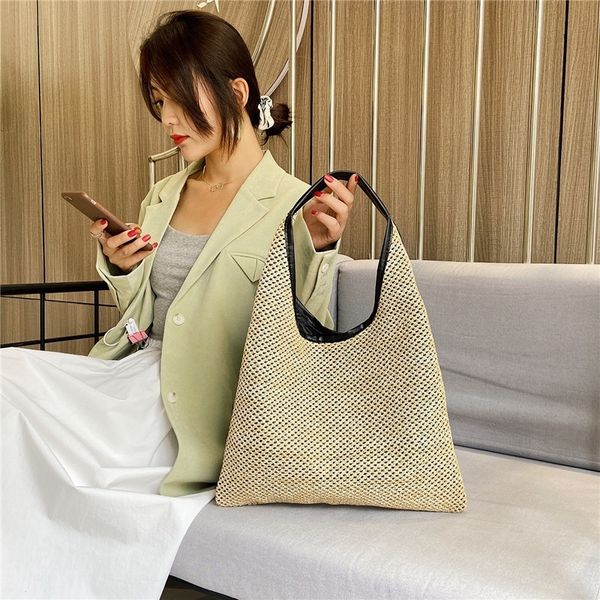 

mqicu french women's shoulder western style woven summer new 2020 popular niche shoulder bag holiday style fashion straw woven bag w9lq