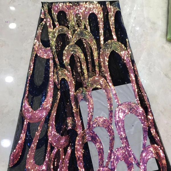

glace 1y/lot mesh lace rainbow sequin dress african lace fabric for wedding decoration accessories tx10541, Black;white