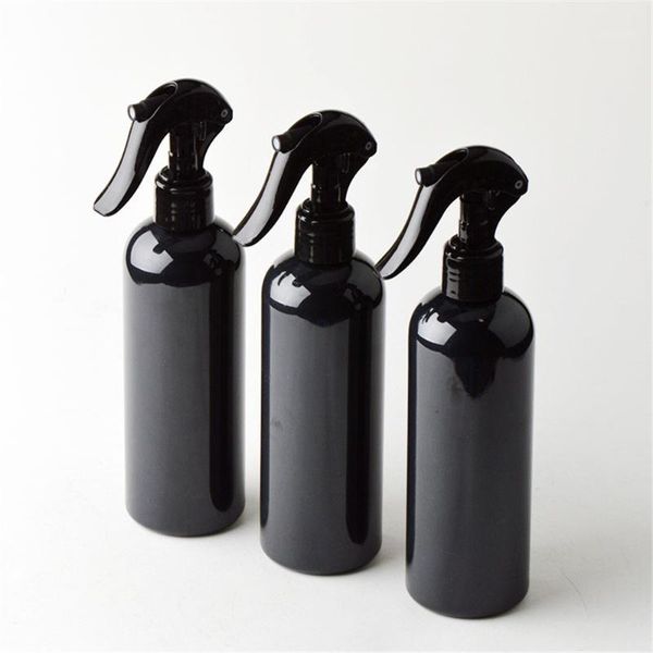 

6ps/lot 300ml travel shower black plastic spray bottles with ergonomic trigger sprayer refillable bottle support logo printing1