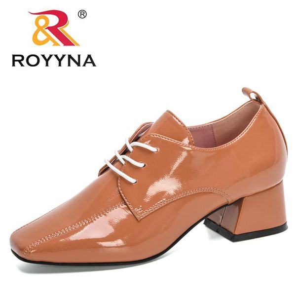 

royyna 2021 new designers office handmade lace up square toe square heel pumps women leisure comfortable wedding shoes ladies, Black