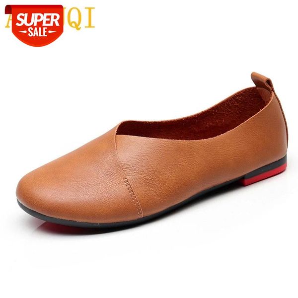 

aiyuqi women flat shoes 2020 genuine leather female peas shoes large size 35-43 casual soft bottom mother single k20 #vb70