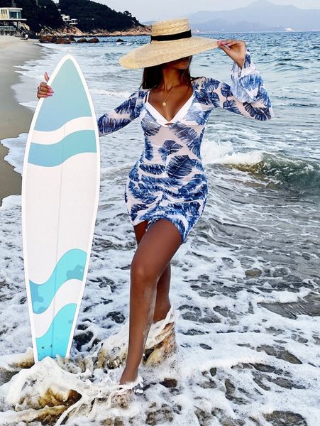 

plant print drawstring front cover up n6qh#, White;black