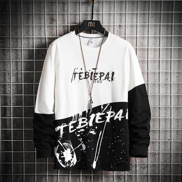 

spring & summer brand men sweatshirts men letter print long sleeve hoodie hip hop streetwear clothing plus size, Black
