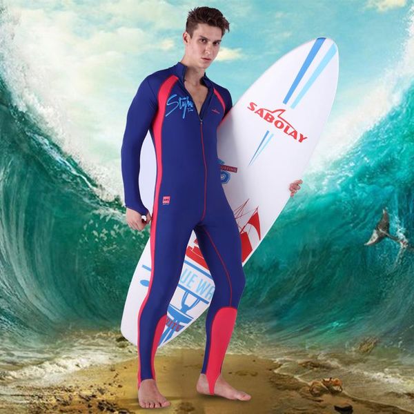 

sabolay men one-piece professional super elastic suit swim shirts rashguard swimwear surf diving sunscreen rash guards swimsuit