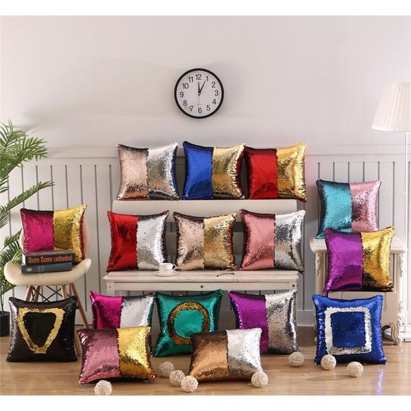 

37 colors sequin pillow case cover mermaid pillow cover glitter reversible sofa magic double reversible swipe cushion cover