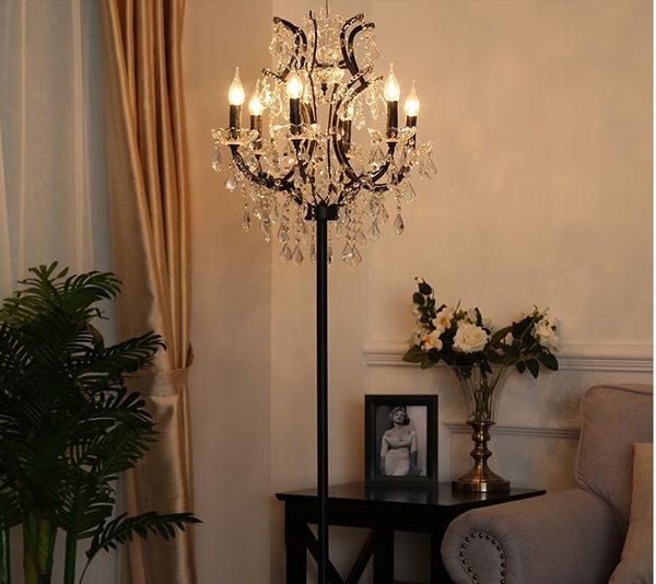 

antique rustic iron crystal floor lamp living room decor led floor light bedroom wedding floor lamps vintage study table lights