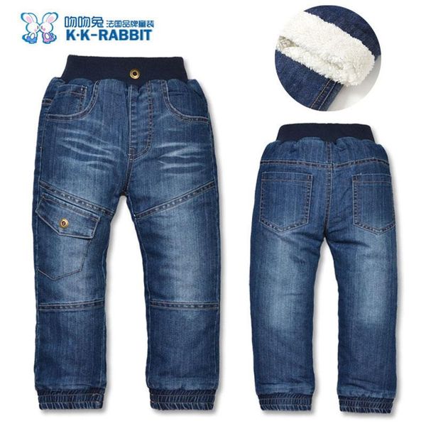 

brand winter thick boys pants kids baby children jeans, Blue