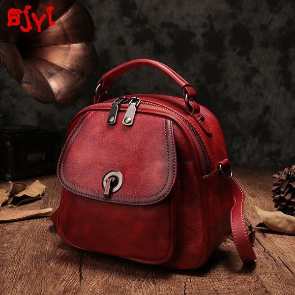 

outdoor bags genuine leather women's backpacks soft vintage small backpack female shoulder diagonal bag ladies school