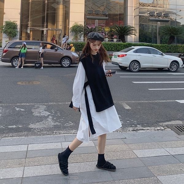 

qgbnm 2020 autumn black knitted strap sleeveless solid color color strap 21965 2020 autumn black knitted shirt sleeveless vest solid irregul, Gray