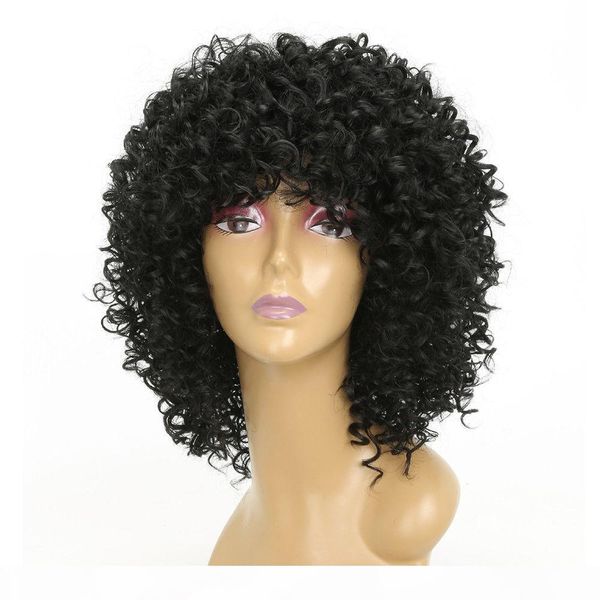 

wig deep curly lace front wig afro kinky curly hair short curly human hair wig 150% density human hair bob wigs, Black