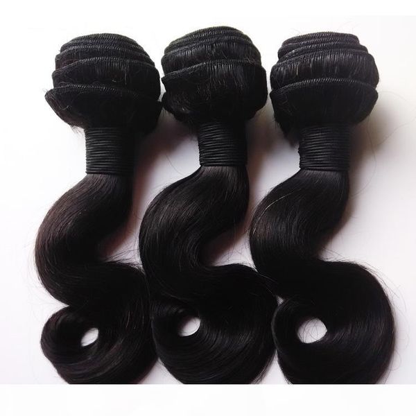 

8a peruvian brazilian virgin human hair body wave 3 4 5pcs natural color 8-30inch european indian remy hair extensions double weft hair, Black