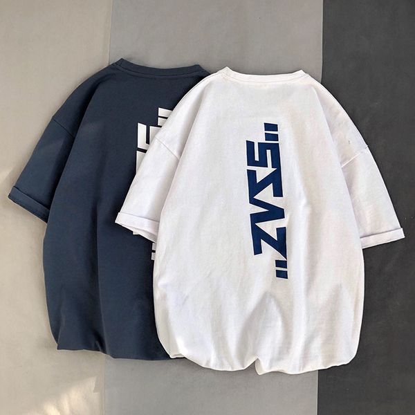 

summer men's short 5% loose and simple t-shirt new harajuku couple leisure half sleeve top, White;black