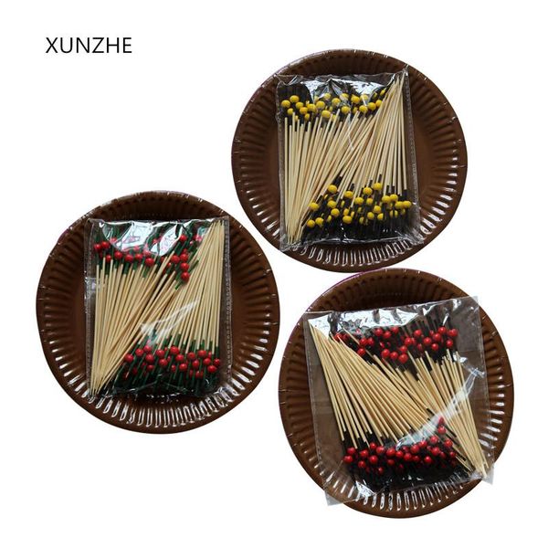 

xunzhe 100pcs 12cm color of beads fruit fork sticks buffet cupcake ers cocktail forks wedding festival decorations birthday bbywim