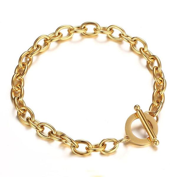 

kpop bracelet homme wholesale braclet 21cm gold silver color stainless steel chain bracelets for women men jewelry female 2020, Black