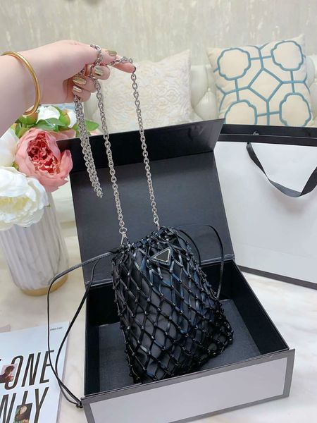 

women's shoulder bags crossbody bags crochet chain bag leather handbag fashion small size black with gift box #shelala