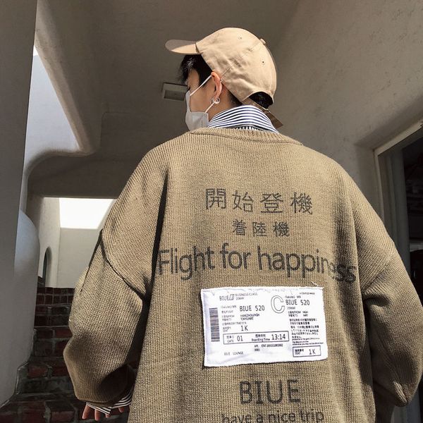 

new sweater 2021 thin mesh aircraft pattern in autumn and winter releases youth men's clothing w6fa, White;black