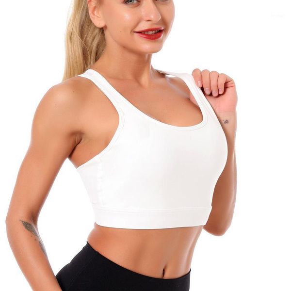 

gym clothing women sports bra running yoga brassiere workout fitness high impact shockproof for dancing training vest tank1, White;black
