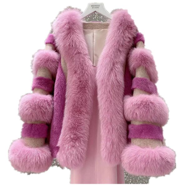

2020 new 100% natural women's outerwear coats luxury genuine real mink fox fur jackets, Black