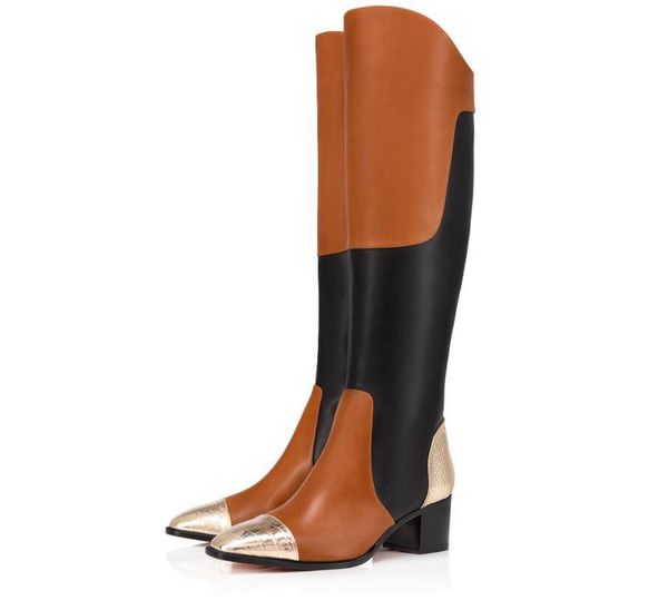 

зимняя мода red bottom boots женщины mosaica за колено сапоги женские сапоги пинетки партии мартин, венчание ес 35-43, Black