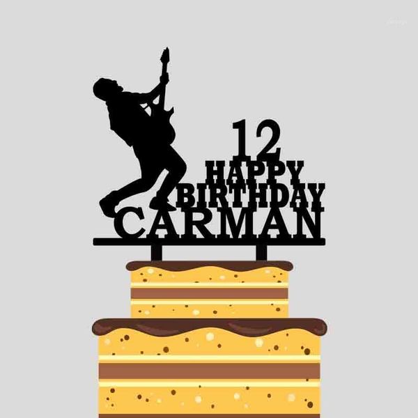 

personalized boys birthday cake er custom name age boy playing guitar cake er for birthday party decoration yc1441