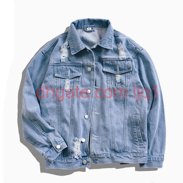 

19f mens denim jackets hip hop men women retro jacket blue fashion mens outerwear size s-2xl, Black