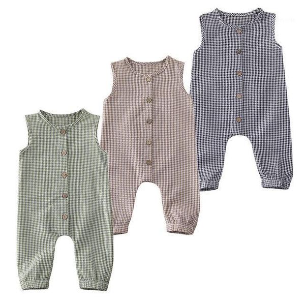 

newborn baby girl boy clothes new summer sleeveless plaids romper baby girl boy cotton soft jumpsuit overall outfits1, Blue