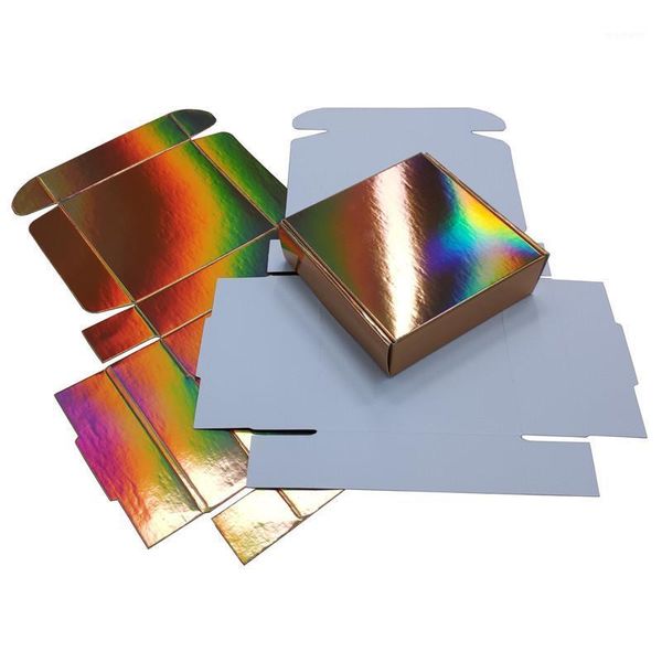 

gift wrap 20 pieces gold holographic folding paper box light reflection packaging1
