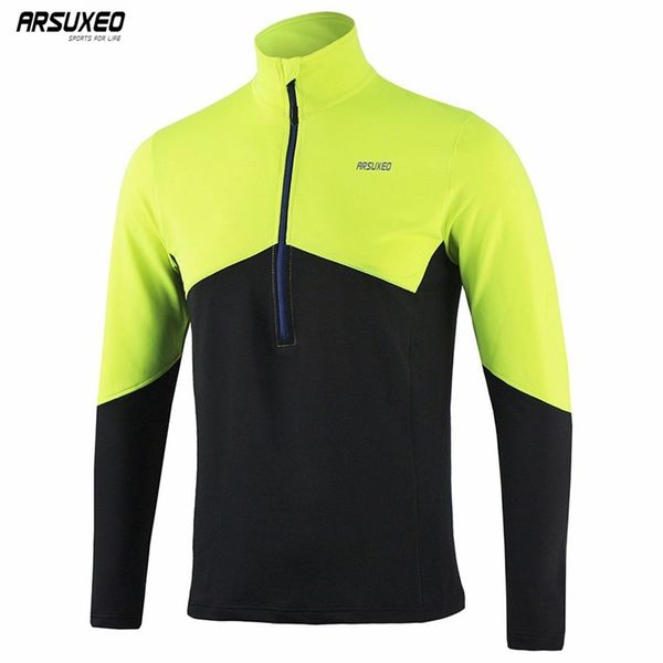 

arsuxeo men's running t shirts tee active long sleeves quick dry workout gym training jersey sports clothing 16t5 t200327, White;black