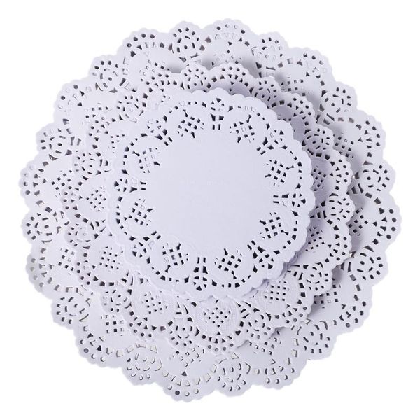 

100pcs round lace paper mats coasters placemats wedding events party table gift