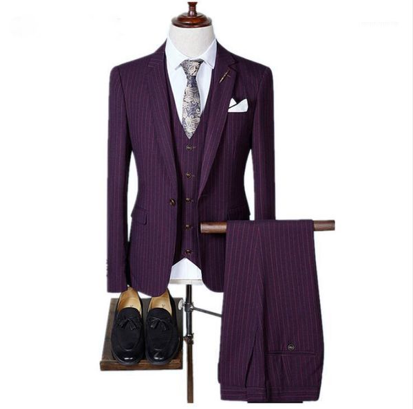 

jacket+vest+pants) anzug herren causal woolen men's suis wedding dress suit men men's business suits terno masculino slim fit1, White;black