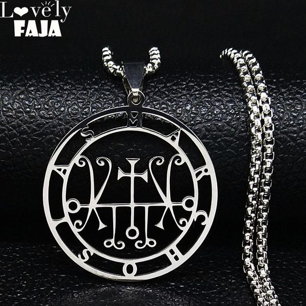 

pendant necklaces sceal sigil de marchosias stainless steel necklace women/men silver color satan chain demon key jewelry joyas n3024s03