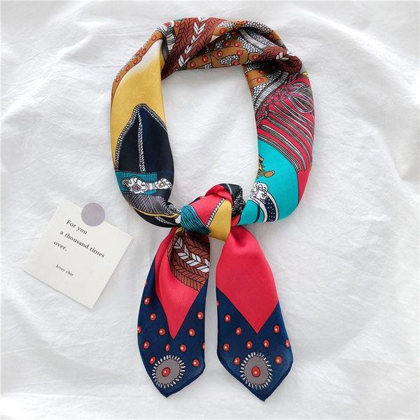 

scarf decoration all-match korean contrasting color small neckerchief small silk scarf female spring, autumn and summer1, Black