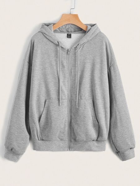 

zip up drawstring kangaroo pocket hoodie h7ip#, White;black