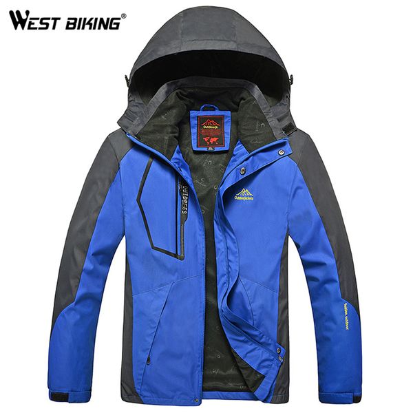 

west biking men winter waterproof windproof hooded jacket outdoor sport warm large size hiking cycling mountain climbing jacket 201116, Black;brown