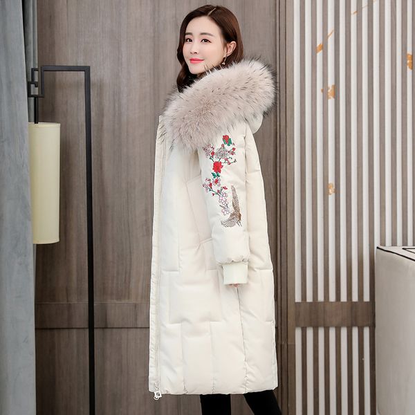 

2021 new winter jacket women's collection warm jacket with winter coats embroidery plus size thick outwear coat btx4, Black