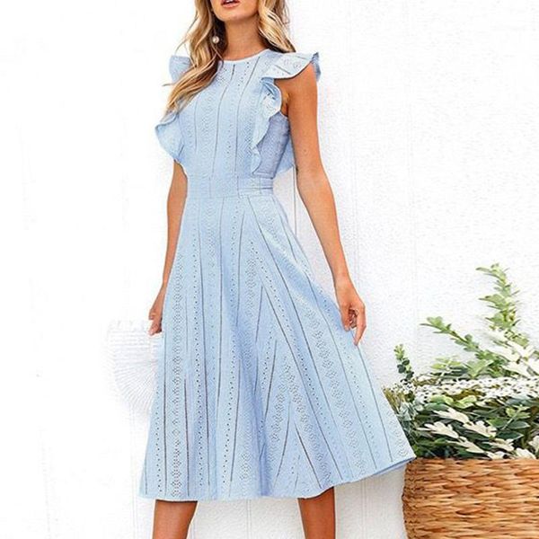 

summer dress vestidos 2019 white lace cotton burnt openwork dress irregular ruffles robe femme for women1, Black;gray