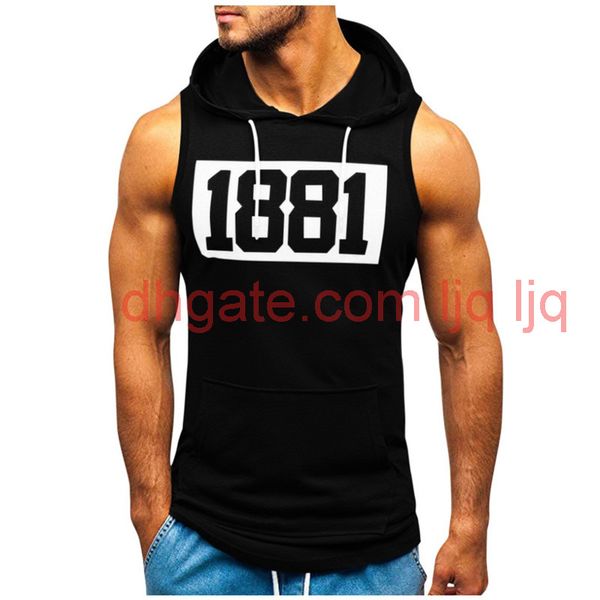

mens t shirt fitness muscle shirt sleeveless hoodie bodybuilding gym vest workout t-shirt pocket tight, White;black