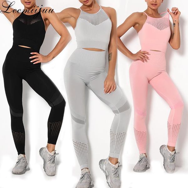 

yoga outfits leemiijuu seamless set sports bra leggings jogging women gym clothes workout tights fitness suit, White;red