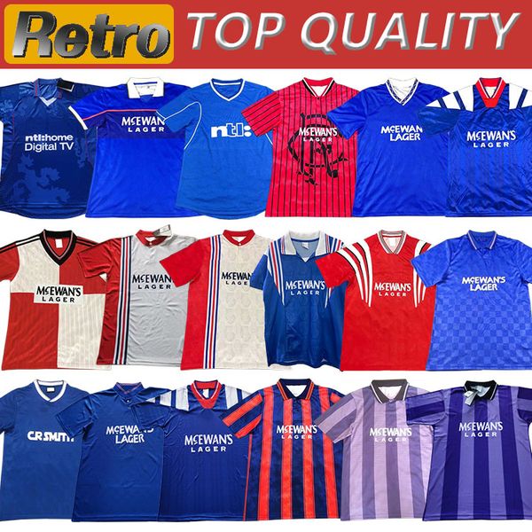 

vintage 02 84 87 92 93 94 95 96 90 97 99 glasgow rangers retro soccer jerseys soccer shirts football kits uniforms, Black;yellow