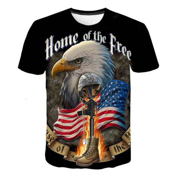 

t shirts for men menswear menswear 2021 spring and summer fashion brand eagle 3d printed short sleeve men's t-shirt, White;black