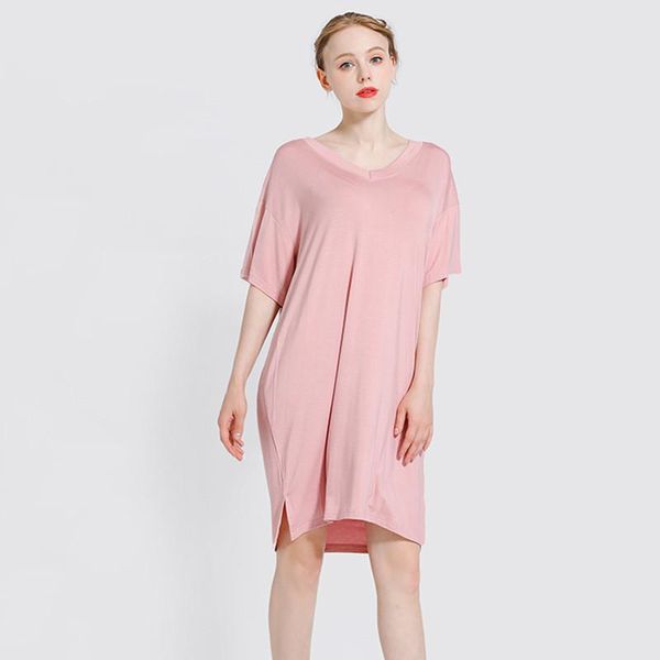 

party dresses mrmt 2021 brand summer modal women's t shirt dress short-sleeved loose solid color large size t-shirt for female, White;black
